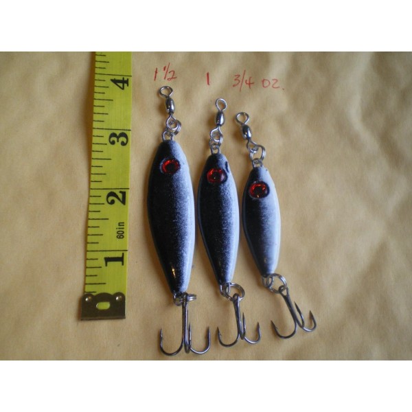 HOME MADE 9 PCS. SHAD JIG/SPOON LURE BAIT 3/4, 1,