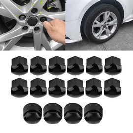 AYNEFY Wheel Bolt Caps 17 mm 20 Pieces Wheel Nut Rim Cover Car Hub Screw Protection Anti Theft Wheel Caps 17 mm Wheel Bolts Wheel Nuts Wheel Bolt Caps for Cars Black