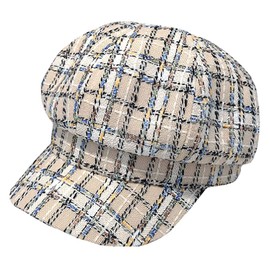 Women Plaid Pattern Cotton Newsboy Cap Cabbie Paperboy Painter Visor Hat