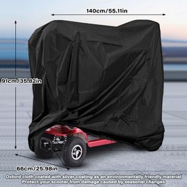 GOMETY Scooter Cover 140 x 66 x 91 cm - Waterproof Wheelchair & Mobility Scooter Cover Made of 210D Oxford - Universal Rain Cover for E-Scooter and Scooter