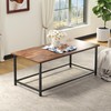 SENIG Coffee Table, Modern Industrial Style Rectangular Coffee Table, Brown