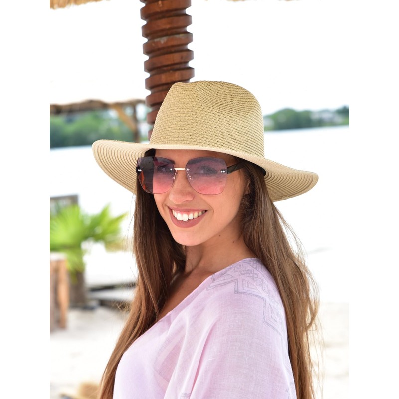 styleBREAKER Women's Panama Sun Hat Made of Paper Straw, Foldable