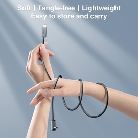 PeakDo USB C to USB C Cable 90 Degree,Soft Silicone USB C Charger Cable 5FT/60W,USB3.0 Type C to Type C Fast Charging Cable,USB C Video Data Transfer Cable for Laptop&Tablet&Phone&ROG Ally&Steam Deck