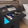 ADORNEVE LED Nightstand Black Nightstand with Wireless Charging Station 2
