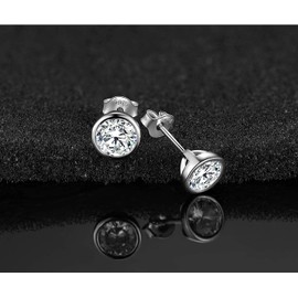 Gulicx 3 Pairs 925 Silver Stud Earrings Set for Women Girls, Hypoallergenic Stering Silver Round Cubic Zirconia Simulated Diamond Stud Earrings, Small Sleeper Cartilage Studs Earrings,Size:2,3,4mm