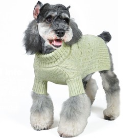 KYEESE Dog Sweater Warm Dog Coats with Long Sleeve, Turtleneck Dog Sweater for Small Medium Dog with Classic Cable Knit, Stretchy Dog Clothes for Cold Weather, Green, X-Large