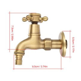 Bathroom Tap, Traditional Vintage Solid Brass Single Lever Tap for Washing Machine Wall Tap (Short)