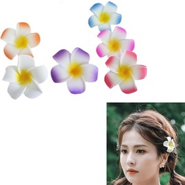 Hawaiian Hair Flower Clip Foam Hawaii Plumeria Flower Hair Clips for Women Hawaiian Flower Hair Accessories for Women Girls 6 Pcs Hawaiian Flowers Floral Hair Barrette Clips