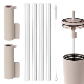 Straw Accessories Set for Brümate Era 40oz Tumbler, Including 2 Silicone Straw Covers 4 Reusable Straw Replacements 1 Straw Cleaner Brush 40oz Tumbler Straw Accessories BPA Free (Sand)