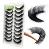 3d Plant Fibre Russian Strip Lashes, D Curl Lash Strips, Natural False Lashes Mink, Wispy Fake Lashes, D Curl Strip Lashes, Natural Wispies Mink Eyelashes, Faux Mink Eyelashes Natural Look(DC10)