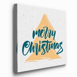 Renditions Gallery Merry Christmas Tree III Wall Art, Cute Winter Artwork, Orange & Teal, Festive Holiday Decor, Premium Gallery Wrapped Canvas, Ready to Hang, 16 in H x 16 in W, Made in America