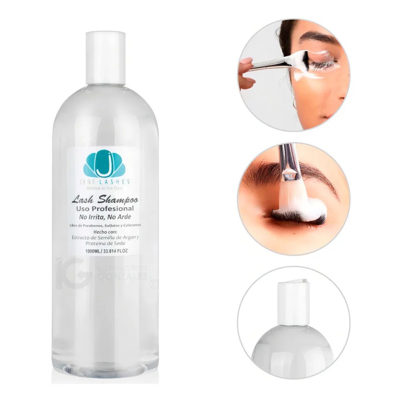 Lash Shampoo 1L Jane Lash Limpieza Extensiones Pestañas Mink Fórmula