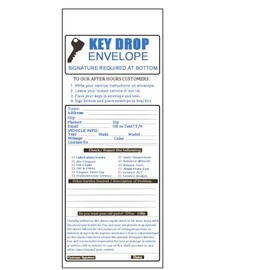 Key Drop Envelopes Auto Shop Repair Service Drop Box Self Adhesive Envelopes 4 1/8 x 9 1/2 Inches Automotive Mechanic Night Drop Box Envelopes for Auto Repair Shops and Mechanics(Pack-100) (white)