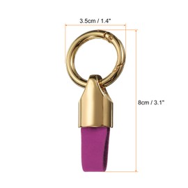 HARFINGTON 2pcs Car Key Chain Ring Clip 3.1" x 1.4" Small Leather Keychain Key Fob Key Fob Accessory with Keyrings for Home Car Keys, Gold Tone Rose Red