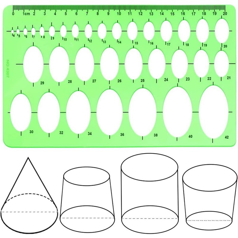TerraShine Ruler Template Circular Ruler Drafting Ruler Set Oval Polygon