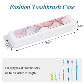 Gerkia Toothbrush Travel Case - Colorful Pattern, Holder and Covers for Toothbrushes, Includes Tongue Scraper Case