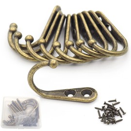 Hymyily 10 Pcs Zinc Alloy Wall Hanging Hooks Antique Hooks High Load Capacity Hardware Hanging Hooks Kitchen Wall Hanging Clothes Hanging (Bronze)