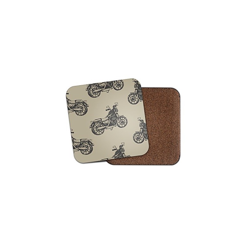 1 x Retro Motorcycle Cork Backed Drinks Coaster - Biker
