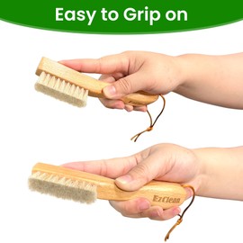 EzClean Laundry Stain Brush, Natural Boar Bristle Laundry Cleaning Brush for Delicate Fabrics Without Damage, Perfect for Shoes, Scrubbing Out Tough Stains, Cleaning and Laundry