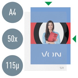 VON Leitz 40291003 Pack of 50 A4 Transparent Plastic Presentation Folders, 40 Sheet Capacity, Storage and Project Folders, Pack of 50