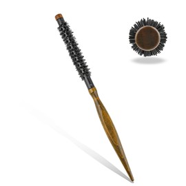 Mozeat Lens Mini Round Brush for Blow Drying, 1/2 Inch Small Quiff Roller, Portable Curling Tool With Wooden Handle and Stiff Nylon Bristle for Styling Short, Thin Hair