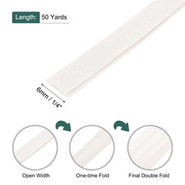 MECCANIXITY 1/4 Inch Double Fold Bias Tape Cotton Continuous Bulk Bias Tape for Sewing,Seaming Quilting Hemming Binding Crafts (White 50 Yards)