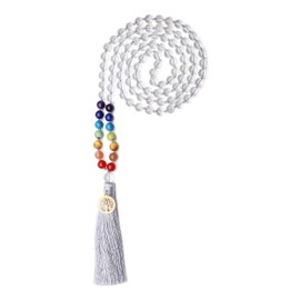 COAI 108 Mala Chain Gemstone Hand-Knotted Tassel, Base Metal