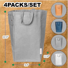QUALIALL Kitchen Recycling Bin, Large Washable Paper Bags - Sturdy, Foldable, Space-Saving - Multipurpose Trash Can for Kitchen, Garden, and Indoor Use, 4 Colors, 4 Packs/Set