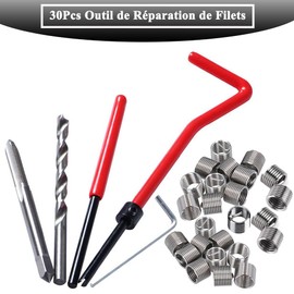 Teocpai 30 PCS Thread Repair Kit M6 Thread Repair Tool Thread Insert Threaded Helicoil Kit