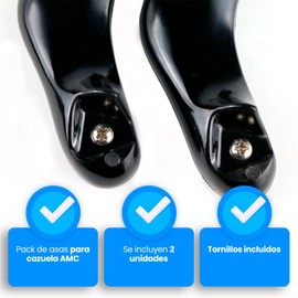 Anakel Home Pack of 2 Units.Replacement Handle Compatible with Old AMC Pots, Replacement Parts for Old AMC Pots, Color Black, Screws and Washers Included