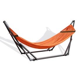 Best Home Fashion Hammock with Collapsible Steel Stand 450 lbs Capacity & Carrying Case, Portable & Adjustable, Perfect for Camping Beach Summer Patio, EZ Daze Foldable Hammock with Stand- Ivory