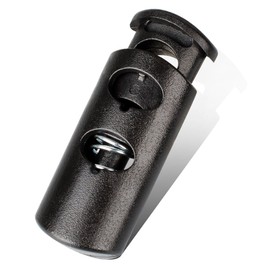 Double Hole Cord Locks End Plastic Spring Stop Toggle Stopper for Drawstrings, Paracord (Black, 20 PCS)