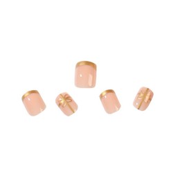 24PCS Christmas Short False Nails with Glue Stickers,Coffin Full Cover Acrylic Nails Press on Nails no Glue,Red Snow Elk French Fake Nails Stick on Nails for Women and Girls Nail Art.