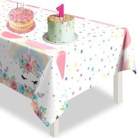 Paready Birthday Tablecloth, Disposable Decoration, 1 PCS Table Cover, Table Decoration, Birthday Decoration, Party Favors for Kids, Parties, Celebrations, Boys, Girls, Children, Unicorn