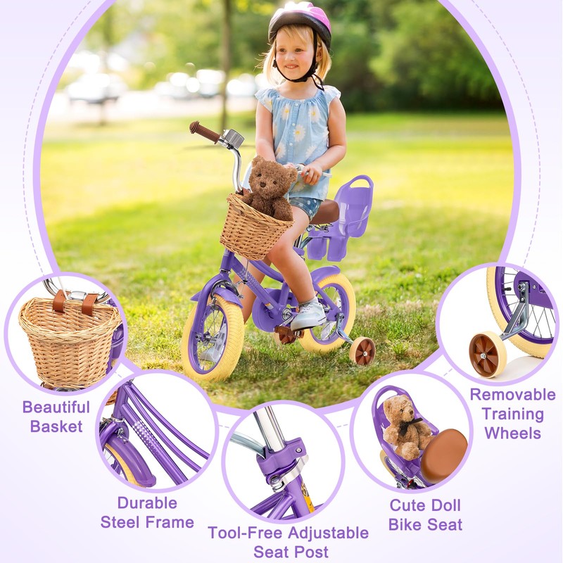 67i Girls Toddler Bike Bicycle for Kids Ages 2-12 Years