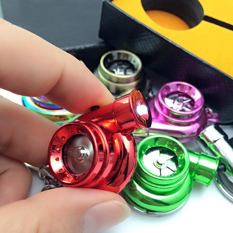 Mini Turbo Turbocharger Keychain Spinning Turbine Key Chain Ring Keyring