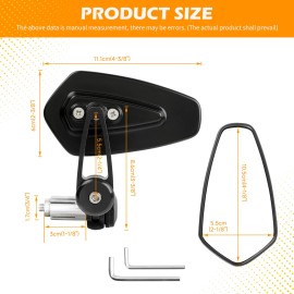 KEEPDSGN 7/8" 22mm Handle Bar End Mirrors Rearview For Suzuki GSX-R1000 GSX-R 750 600 250