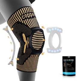 Professional Copper Knee Brace(New Version) - Knee Compression Sleeve Support for Men Women with Patella Gel Pad & Side Stabilizers, Medical Grade Knee Sleeves Knee Braces for Knee Pain,Meniscus Tear,Arthritis,Running,ACL,Workout