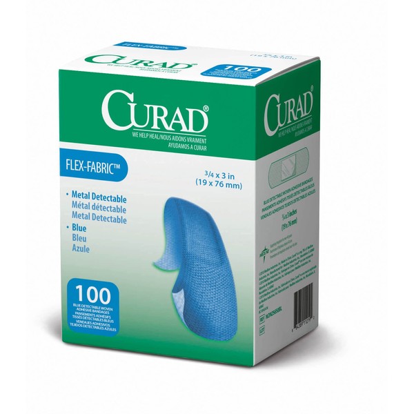 Curad Woven Blue Detectable Bandage, 100 Count