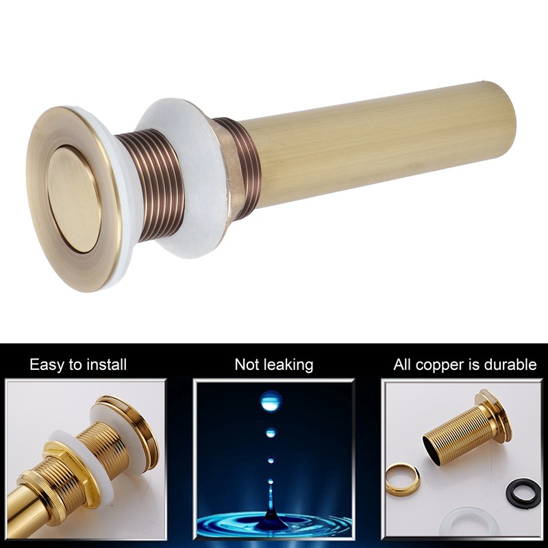 Sink Drain NonOverflow AntiClog Bathroom Wash Basin Drainer Stopper Accessory