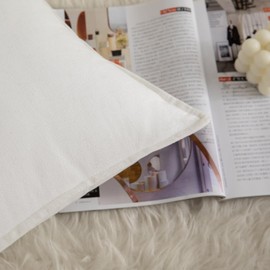 Mandioo Pack of 2 Neutral cotton Cushion Covers 40x40 cm 16x16 inch Solid Decorative Couch Throw Pillowcase Boho Farmhouse Home Decor for Sofa Living Room Bed Bedroom Cream White