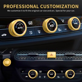 Polodunn Air Conditioning Knob Cover, Hazard Lights Button Cover, Push Start Button Cover/Ring 6pcs -Interior Accessories for 11th Gen Honda Accord/HRV/CRV/Civic 2025 2024 2023 2022 (Gold)