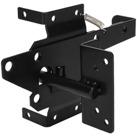 Dreamxiang Self Locking Gate Latch, Post Mount Automatic Gate Lock Gravity Door Latch Gate Hardware for Wooden Fence/Vinyl Fence/Pool/Yard/Garden,Fence Latch with Black Finish