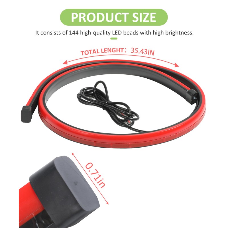 RACOONA 35 inch 3rd Brake LED DC12V Flexible High Mount