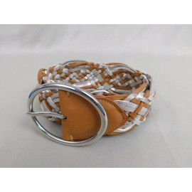 INC International Concepts Womens Braided Woven Belt Metallic Brown/Silver Large