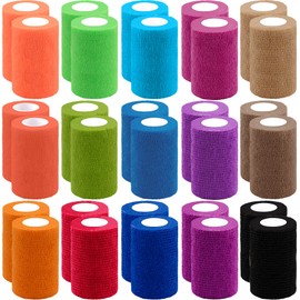 BQTQ 30 Rolls Self Adherent Wrap 3 Inch Self Adhesive Bandages Wrap Tape Stretch Bandage Self Stick Bandage Wraps for Wrist Ankle Swelling Sprains(15 Colors)