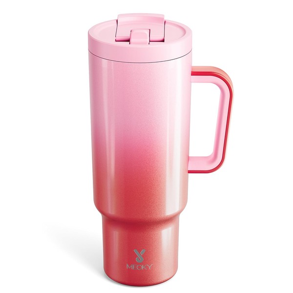 Meoky 40 oz Tumbler with Handle and Flip Straw, 100%