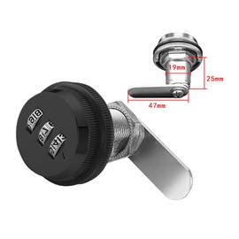 3 Digit Code Combination Cam Lock 25mm Password Coded Locks Zinc Alloy Coded Security Lock for Box Cabinet Mailbox Drawer Door Furniture Black
