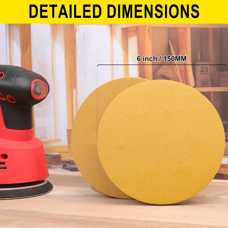 Sruhrak Sanding Discs 150mm 100 Pcs, 60 Grit 6 inch