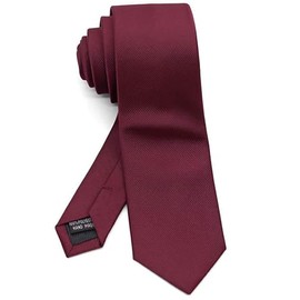 MAIANY Men's Tie, Classic Slim 6 cm Elegant Tie for Wedding, Office or Festive Events, Plain Satin Tie with Fine Knit, Burgundy red